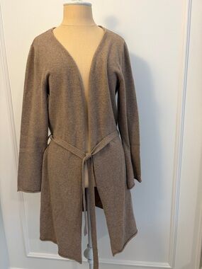 Beautiful Arlotta Cozy Open Front Tie-Waist Cashmere Cardigan, Taupe, XS, EUC